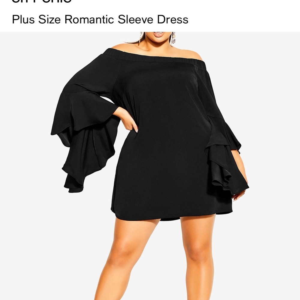 City Chic Black Off-Shoulder Mini Dress